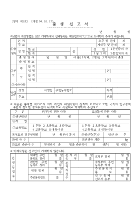 출생 신고서 출생 신고서